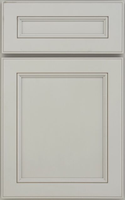 A white cabinet door featuring a matching white handle.