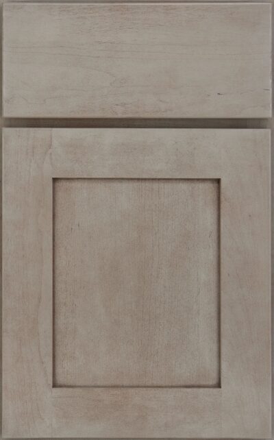 A wooden cabinet door featuring a square window in the center, showcasing its natural grain and finish.