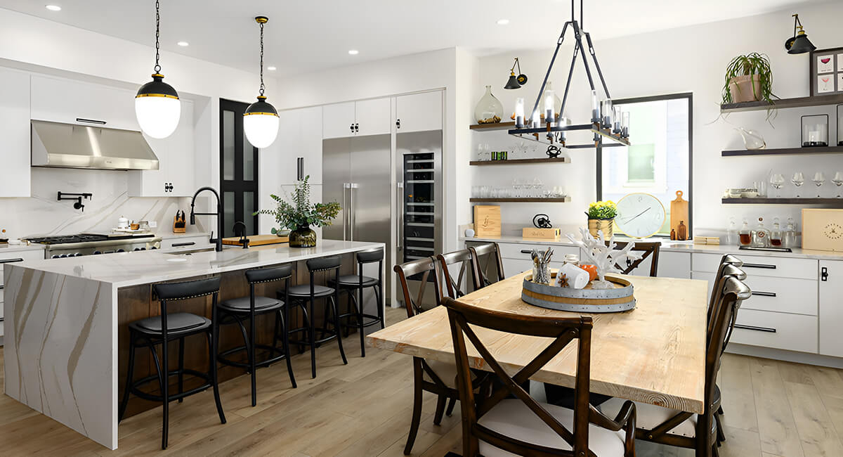 Kitchen interior with wide view