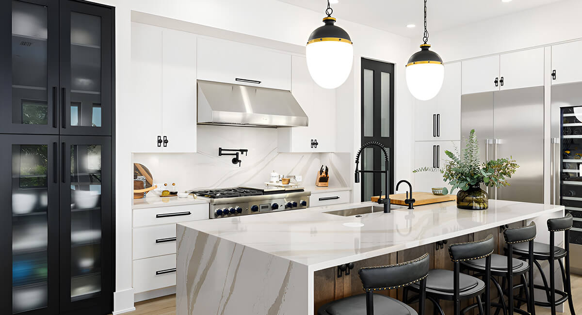 Kitchen interior with wide view