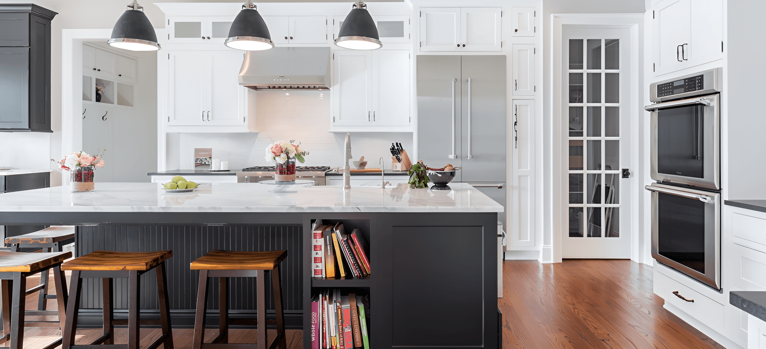Kitchen interior with wide view