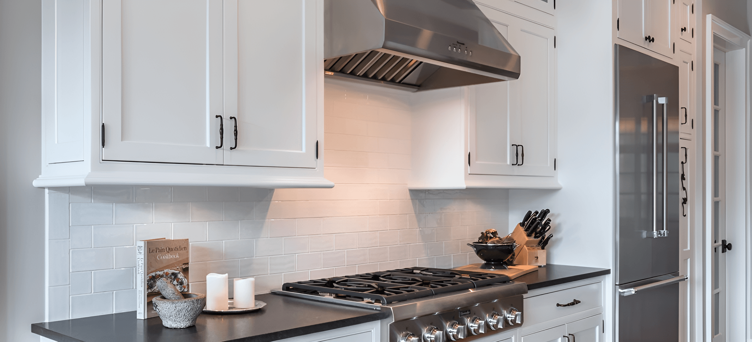 Kitchen interior with wide view