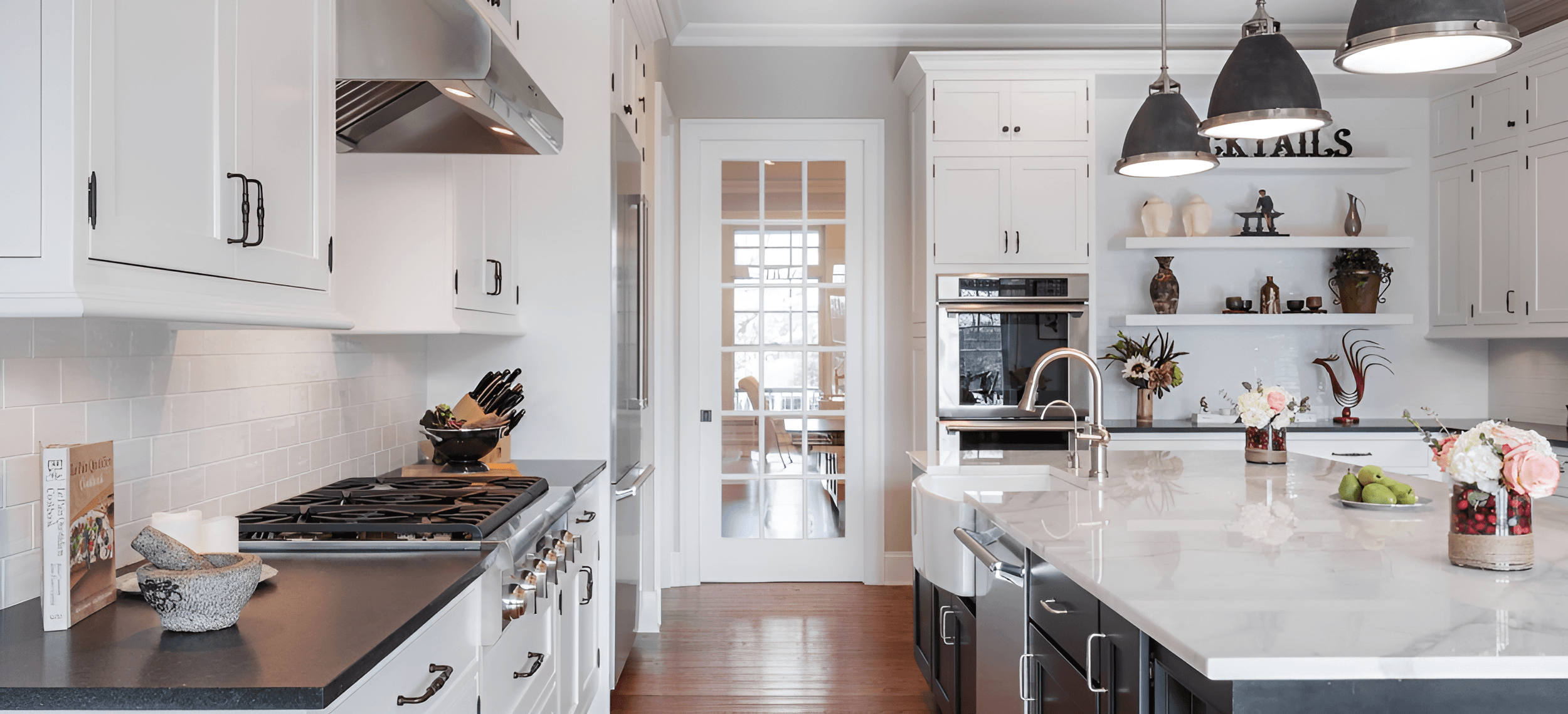 Kitchen interior with wide view