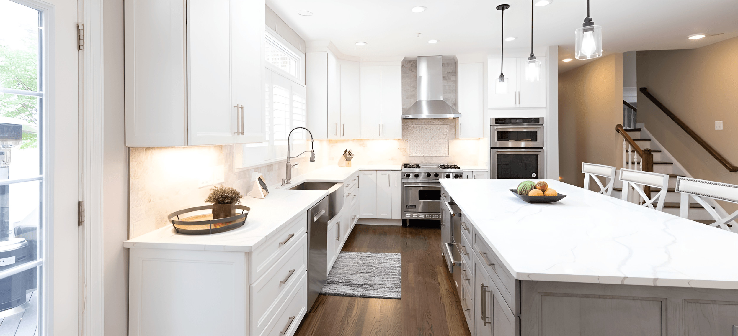 Kitchen interior with wide view
