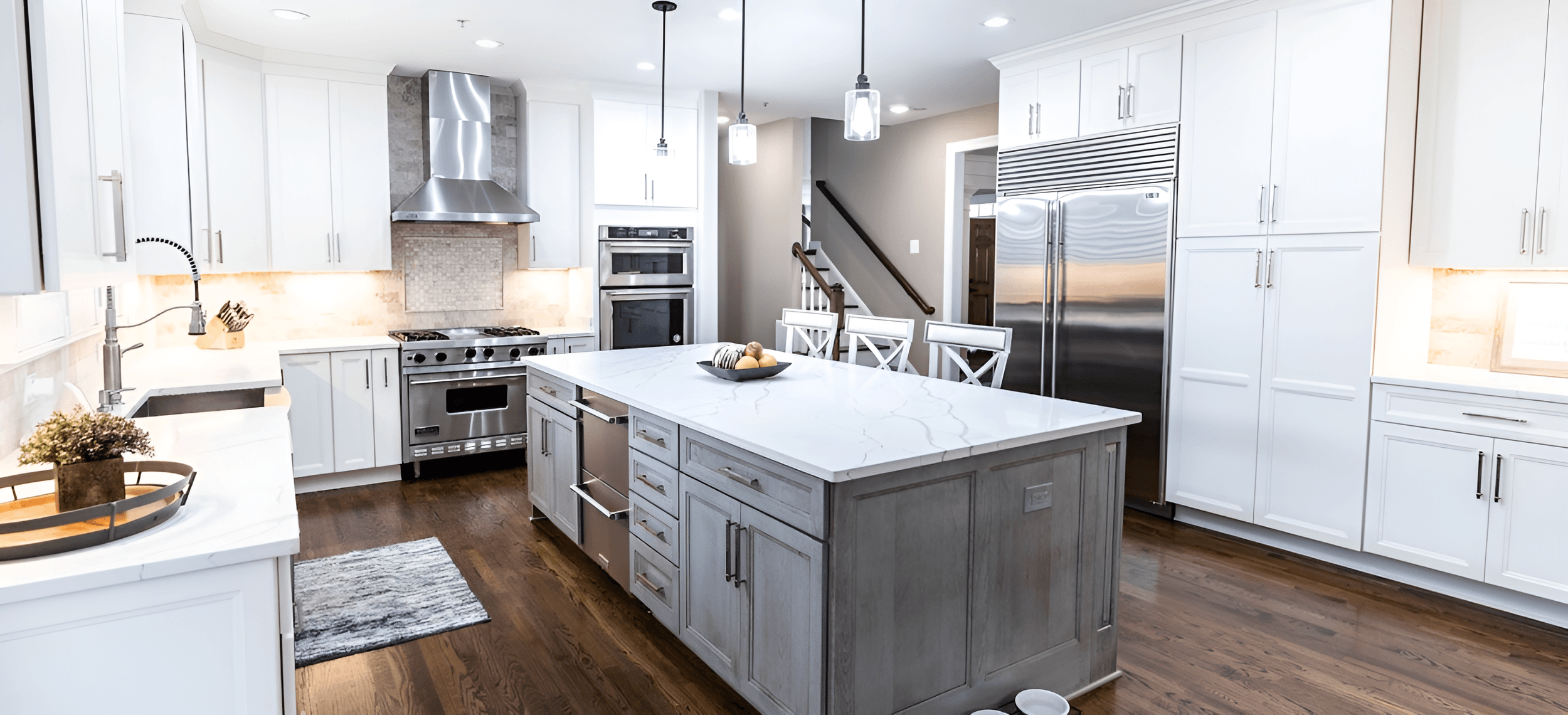 Kitchen interior with wide view
