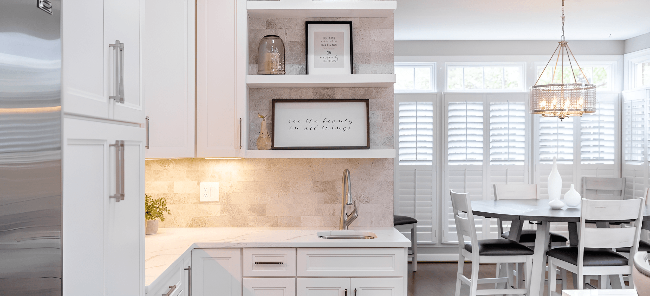 Kitchen interior with wide view
